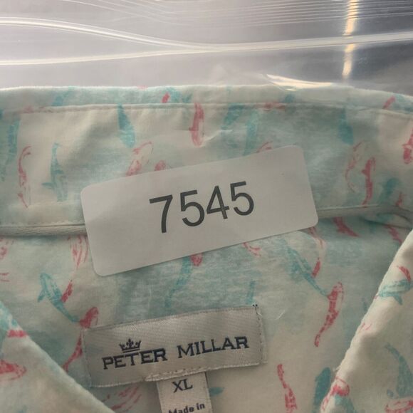 Peter Millar Seaside Sport Shirt Mens XL Dolphin‎ Animal Cascade Koi AOP Preppy - Picture 11 of 11